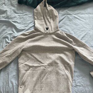 Lululemon Textured Double-Knit "At Ease" Cotton Hoodie - Light Gray, Size L
